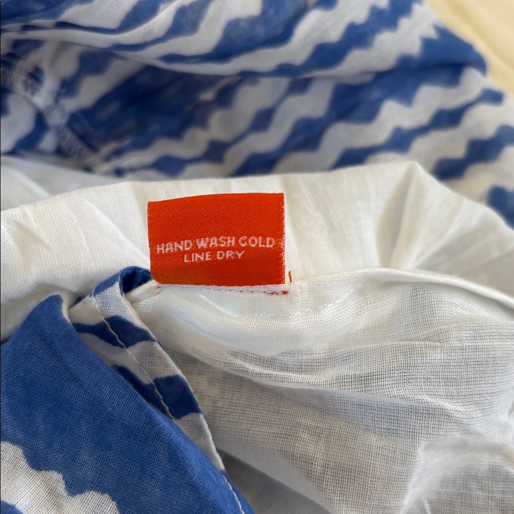 Oliphant Ziggy Blue and White Cotton Roll Sleeve Summer Dress Small - Picture 9 of 11